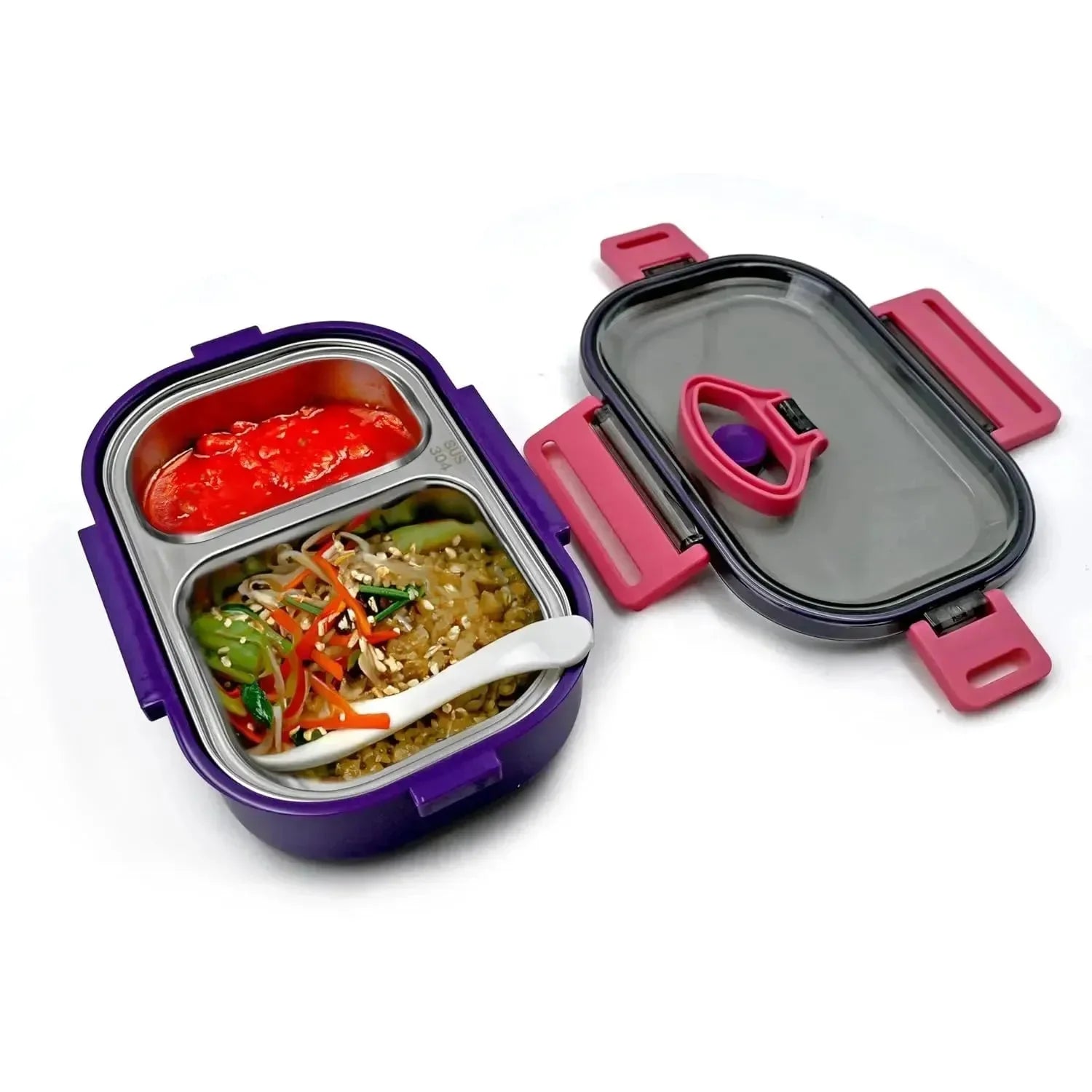 Duo Delight Stainless Steel Lunch Box (520 ml) - Bear Hugs