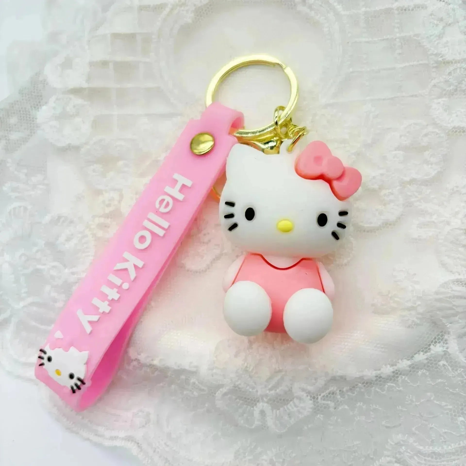 Elegant Hello Kitty 3D Keychain - Bear Hugs