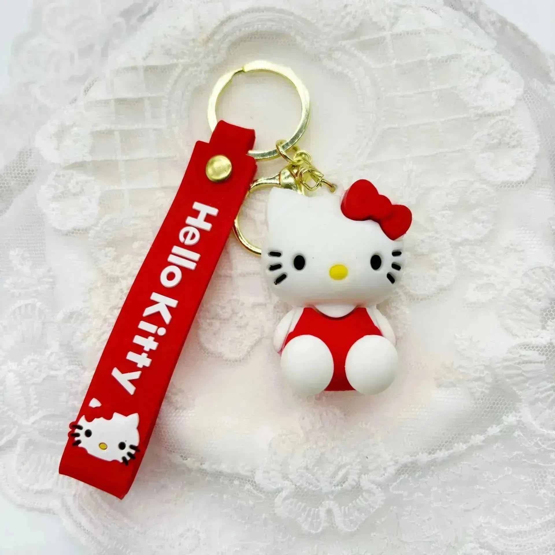 Elegant Hello Kitty 3D Keychain - Bear Hugs