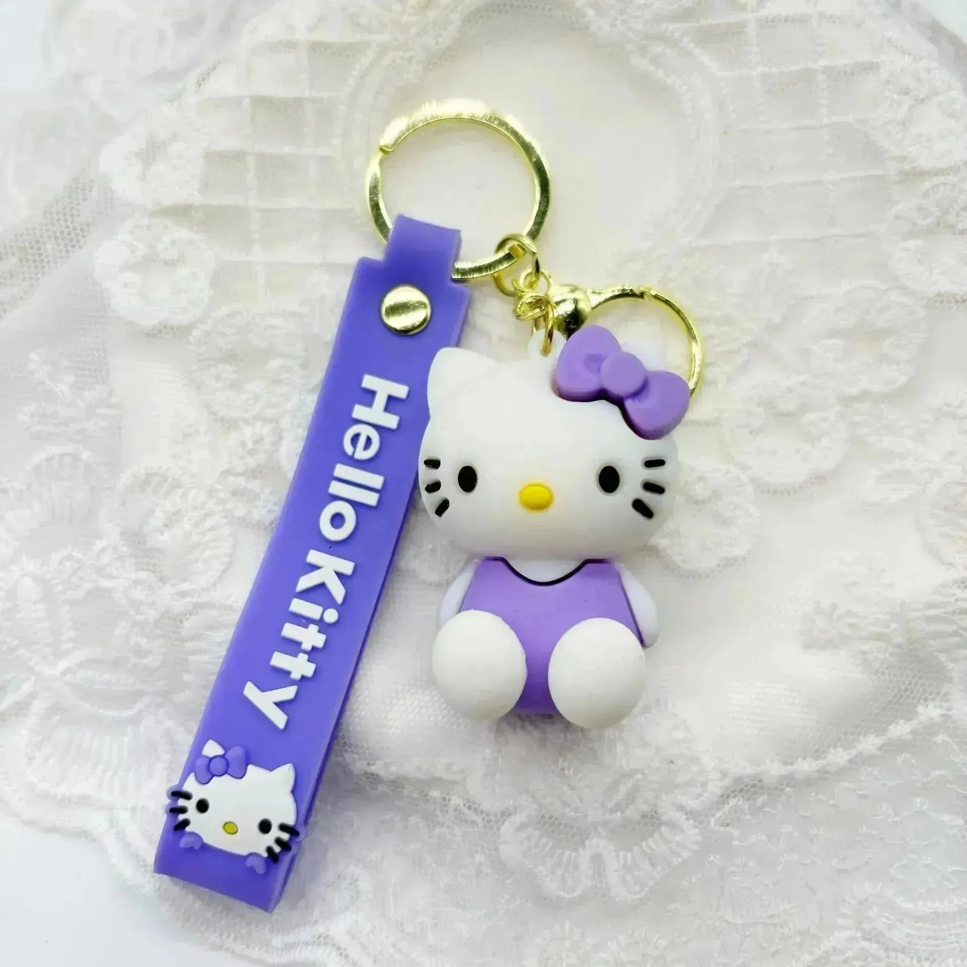 Elegant Hello Kitty 3D Keychain - Bear Hugs