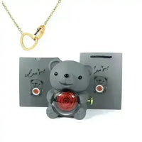 Eternal Rose Teddy Gift Box with Lovely Heart Pendant - Bear Hugs
