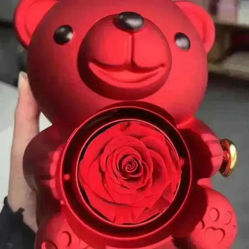 Eternal Rose Teddy Gift Box with Lovely Heart Pendant - Bear Hugs
