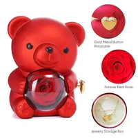 Eternal Rose Teddy Gift Box with Lovely Heart Pendant - Bear Hugs