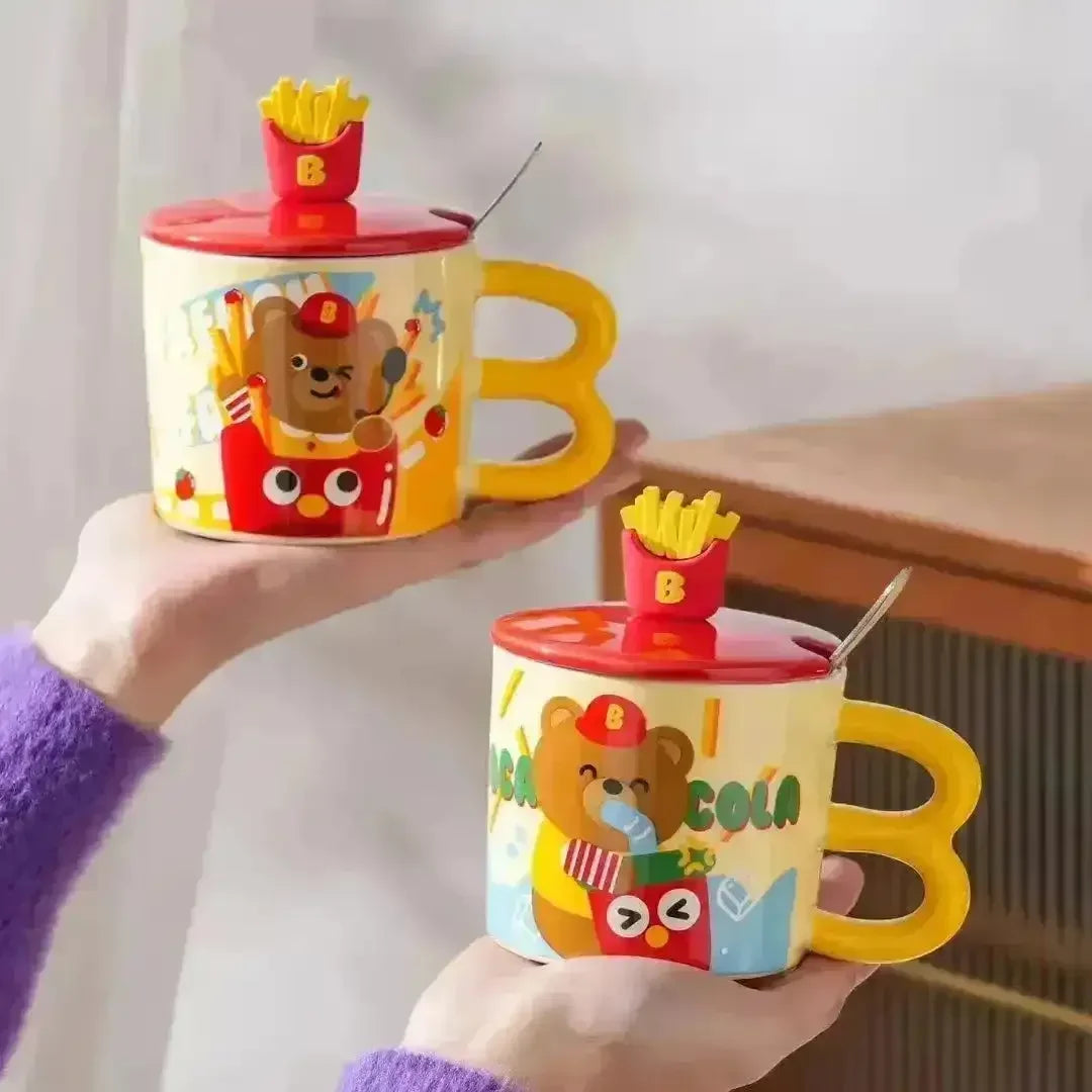 French Fries Bear Ceramic Mug (400 ml) - Bear Hugs