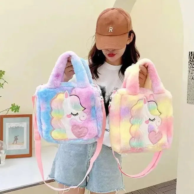 Fur Unicorn Cross Body Shoulder Hand Bag - Bear Hugs