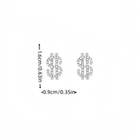 Glamorous Shiny Rhinestone Dollar Stud Earrings - Bear Hugs