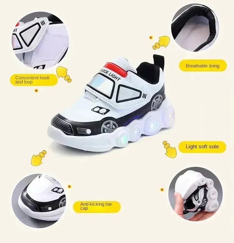 Glow & Go Luminous Cartoon Car Sneakers - Bear Hugs