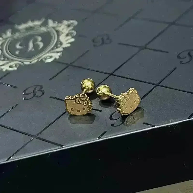 Boucles D'oreilles Hello Kitty - Modèle Puces (clous) - Plaqué Argent - Neuf Sans Emballage