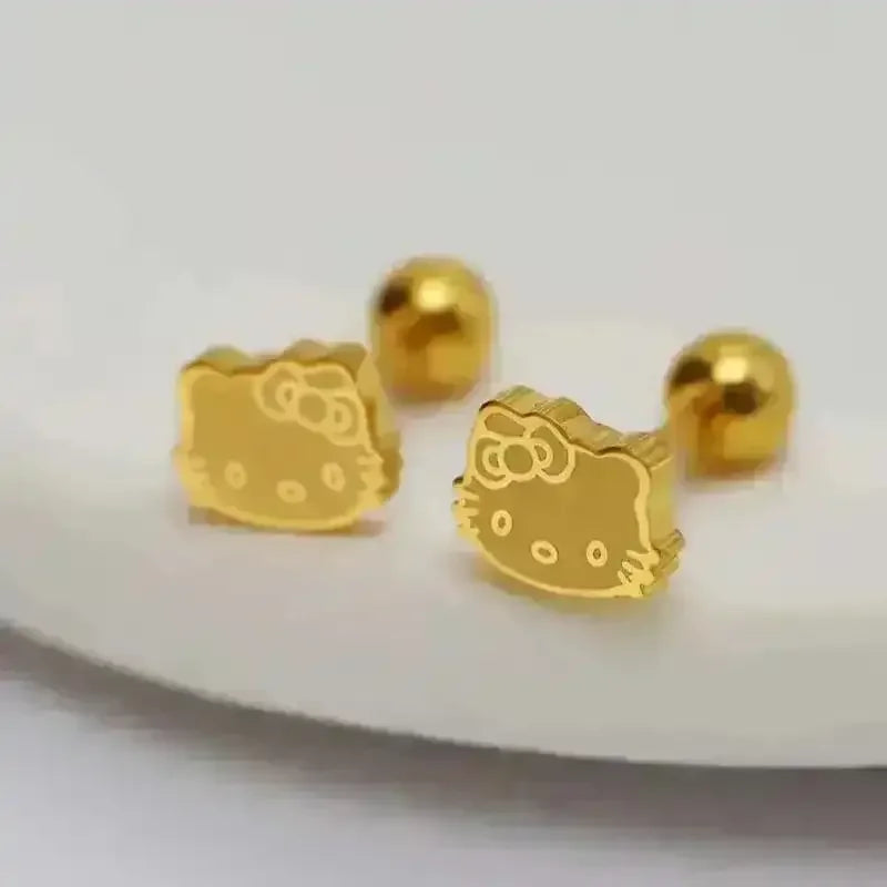 Golden Hello Kitty Earrings - Bear Hugs
