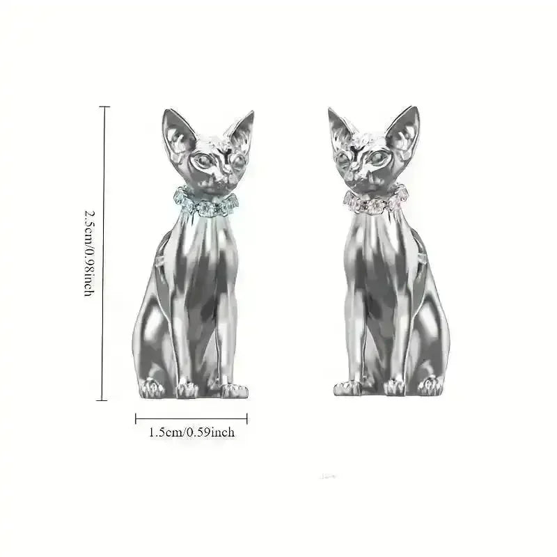 Gothic Silver Cat Stud Earrings - Bear Hugs