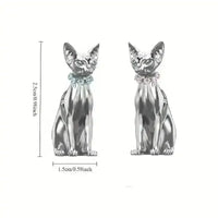Gothic Silver Cat Stud Earrings - Bear Hugs