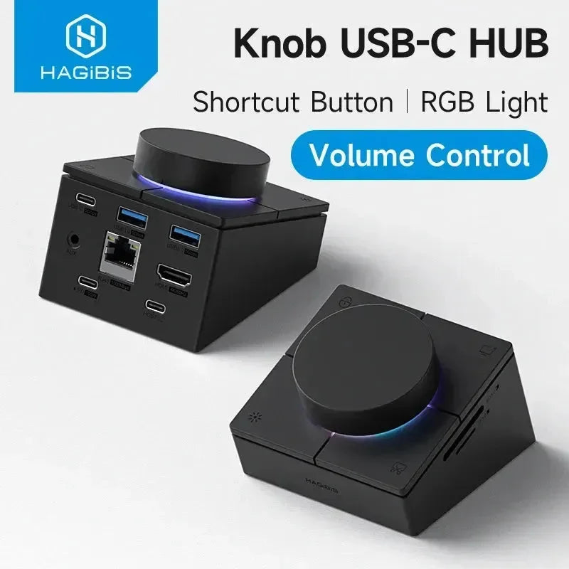 Hagibis Knob USB-C Hub With Shortcut Buttons Docking Station - Bear Hugs