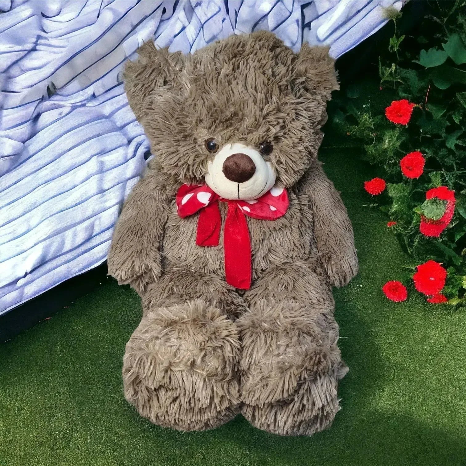 Hairy Bow Teddy Plush Toy (90 cm) - Bear Hugs