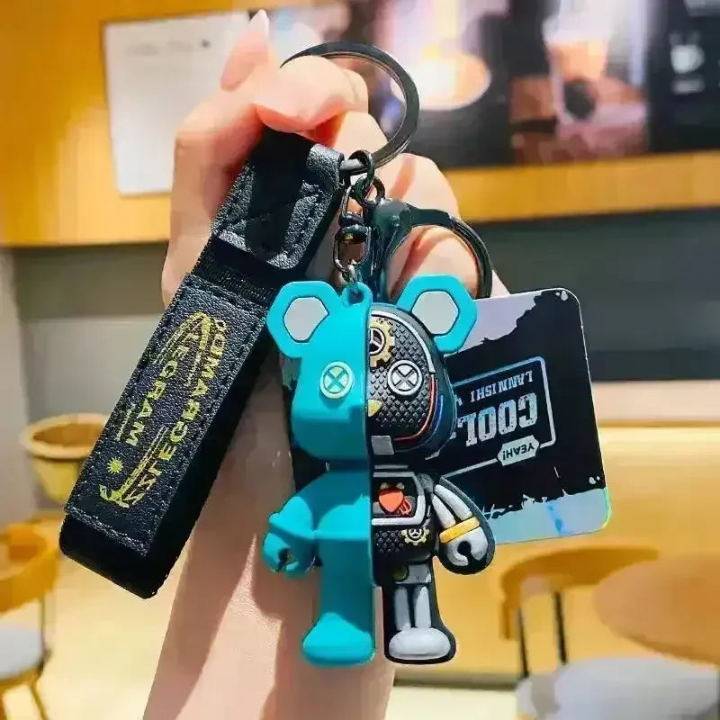 Half Skull Body Mechanical Bear 3D Keychain - Bear Hugs