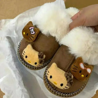 Hello Kitty Fuzzy Brown Winter Slippers - Bear Hugs