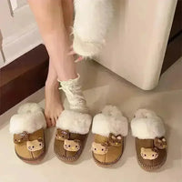 Hello Kitty Fuzzy Brown Winter Slippers - Bear Hugs