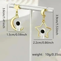 Hollow Moon Astronaut Dangle Earrings - Bear Hugs
