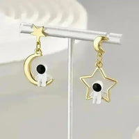 Hollow Moon Astronaut Dangle Earrings - Bear Hugs