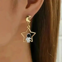 Hollow Moon Astronaut Dangle Earrings - Bear Hugs