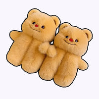Honey Hug Butter Bear Plush Slippers - Bear Hugs