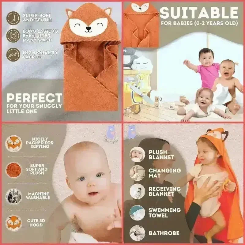 Hudson Baby Hooded Towel (Orange Fox)