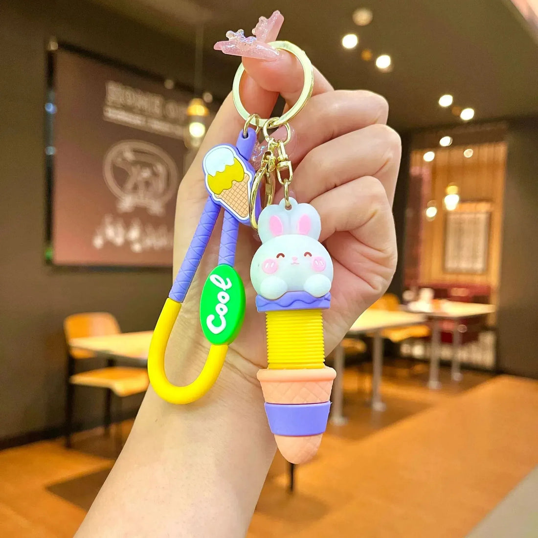 Ice Cream Bunny Expandable Keychain - Bear Hugs