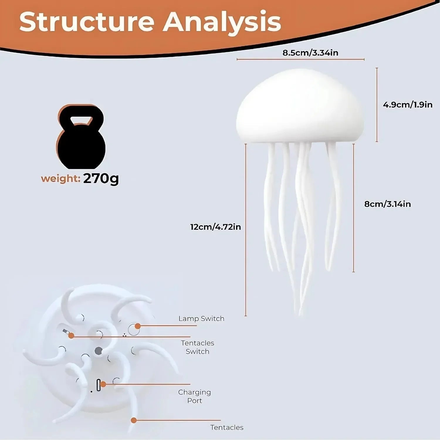Jellyfish LED Night Light Lamp - Bear Hugs