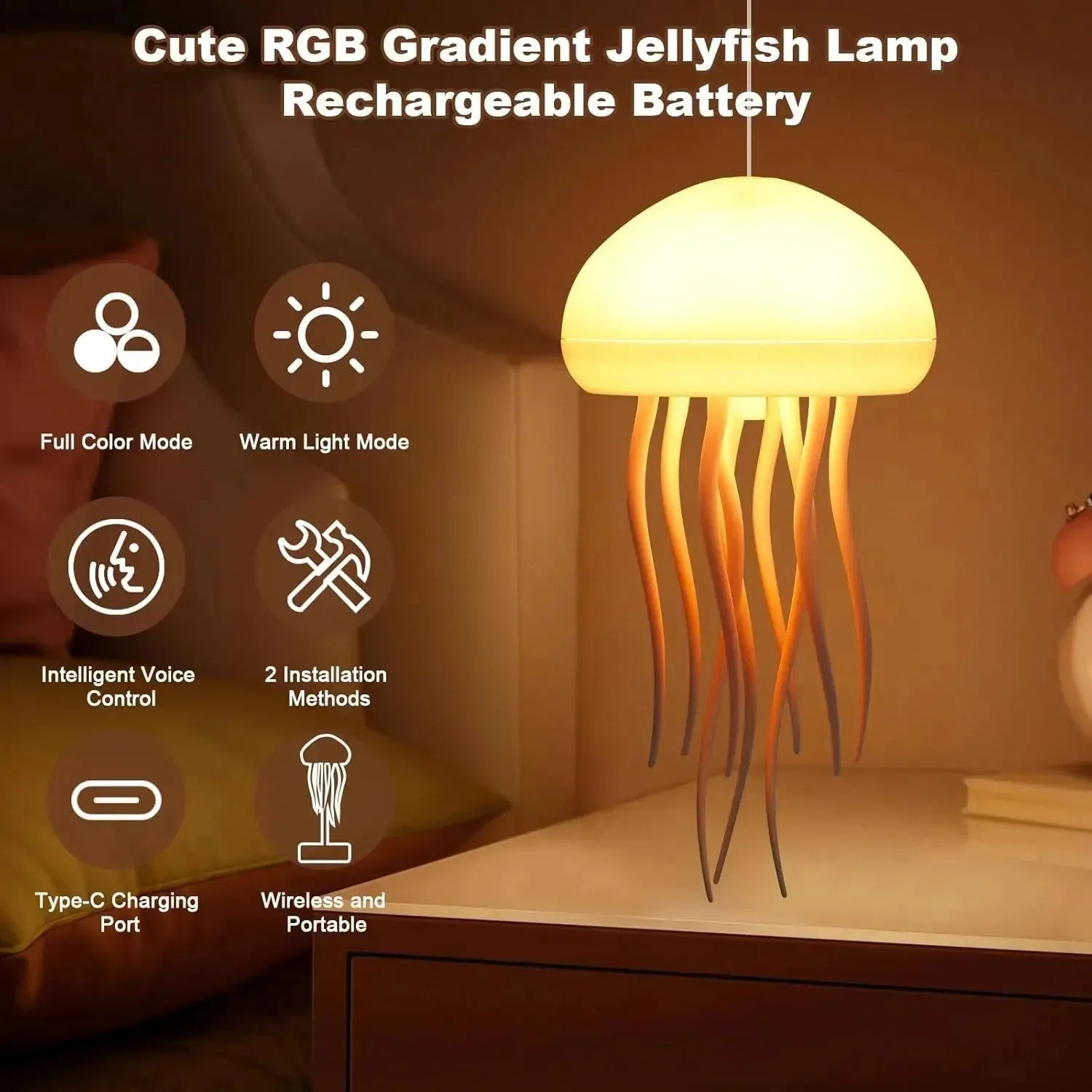Jellyfish LED Night Light Lamp - Bear Hugs