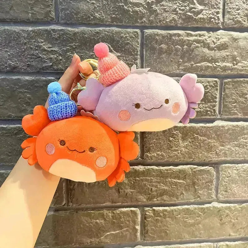 Kawaii Crab With Hat Plush Keychain - Bear Hugs