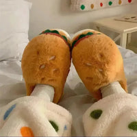 Kawaii Hamburger Fuzzy Slippers - Bear Hugs