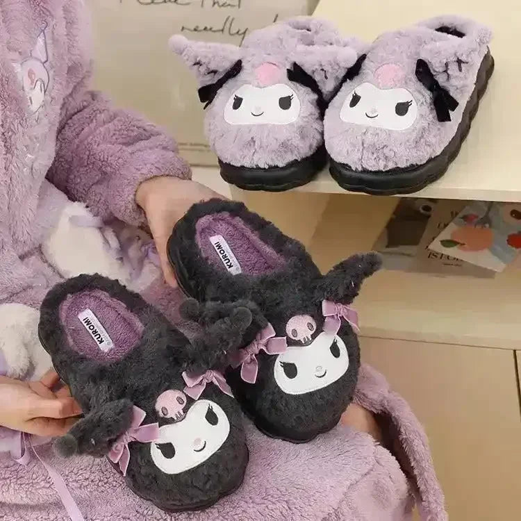 Kawaii Kuromi Plush Slippers - Bear Hugs