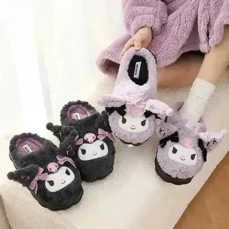 Kawaii Kuromi Plush Slippers - Bear Hugs