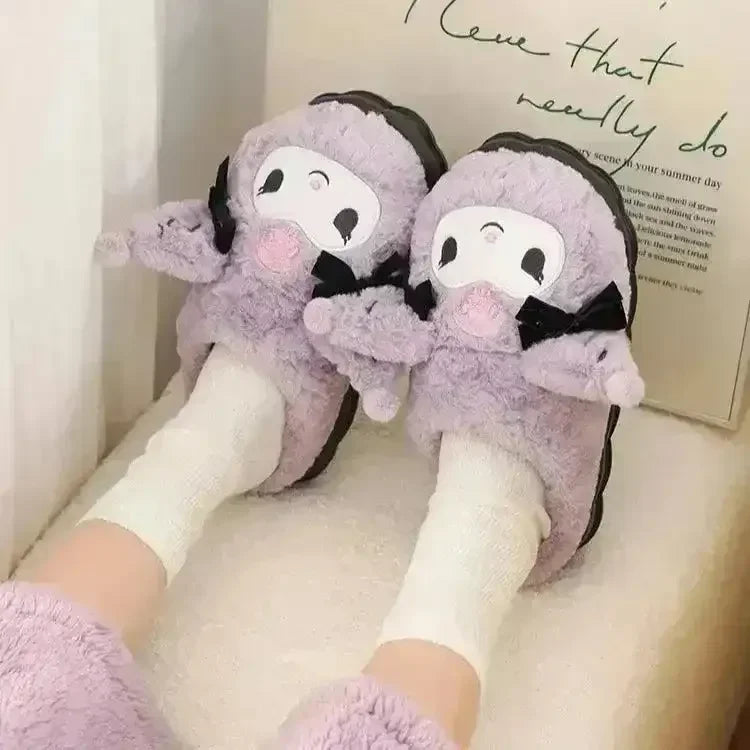 Kawaii Kuromi Plush Slippers - Bear Hugs