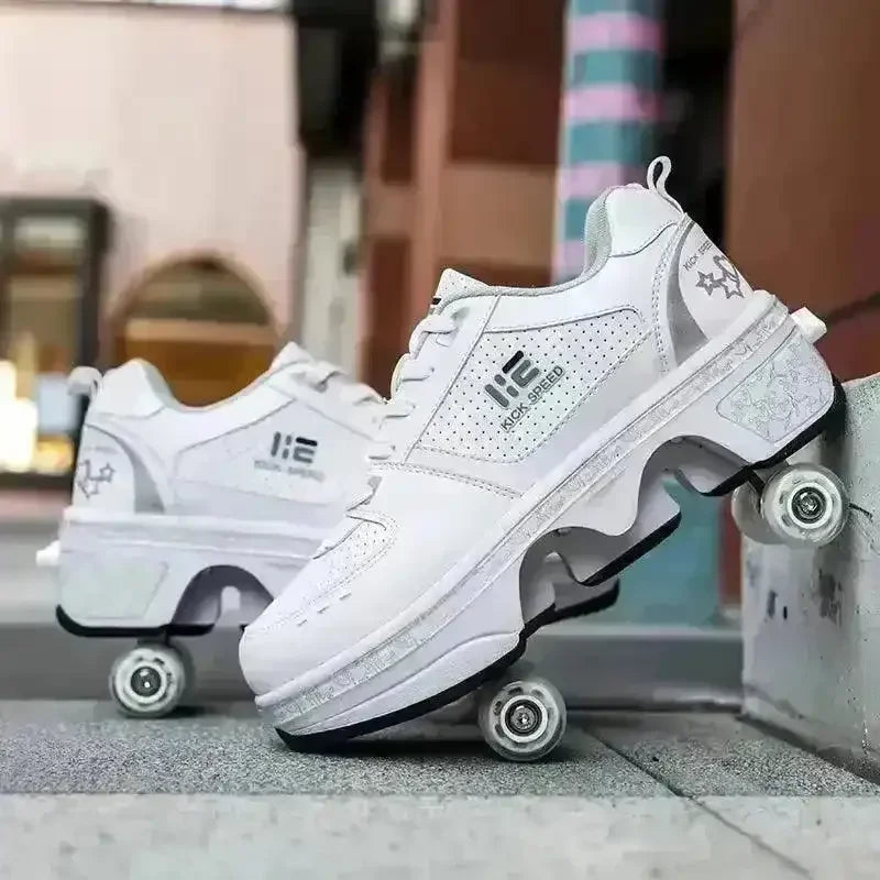 Kick Speed Four-Wheel 2 in 1 Deformation Roller Skate Shoes - Bear Hugs
