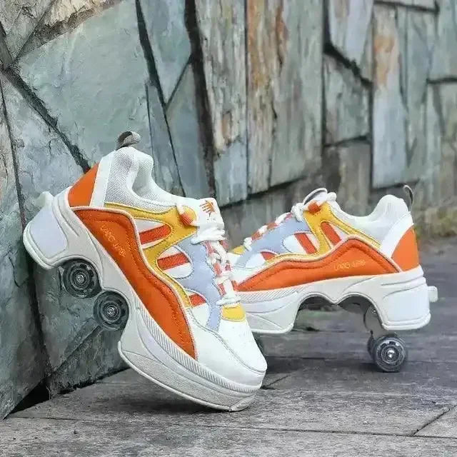 Kick Speed Four-Wheel 2 in 1 Deformation Roller Skate Shoes - Bear Hugs