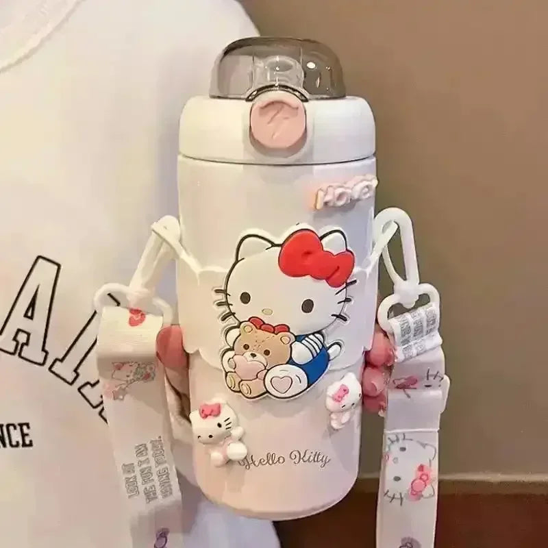 Boîte à Sandwich Hello Kitty Avec Bouteille D'eau Intégrée Et Support - Neuf - Dimensions ~20x30x6 Cm - Rose