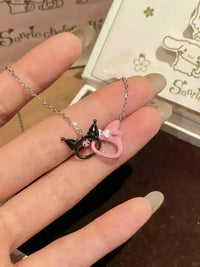 Kuromi and My Melody Double Interlocking Necklace - Bear Hugs