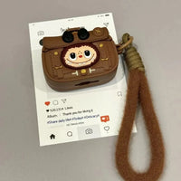 Labubu Brown Leather Case (For Airpods) - Bear Hugs