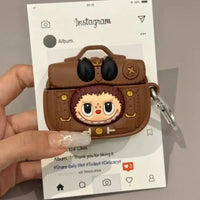 Labubu Brown Leather Case (For Airpods) - Bear Hugs