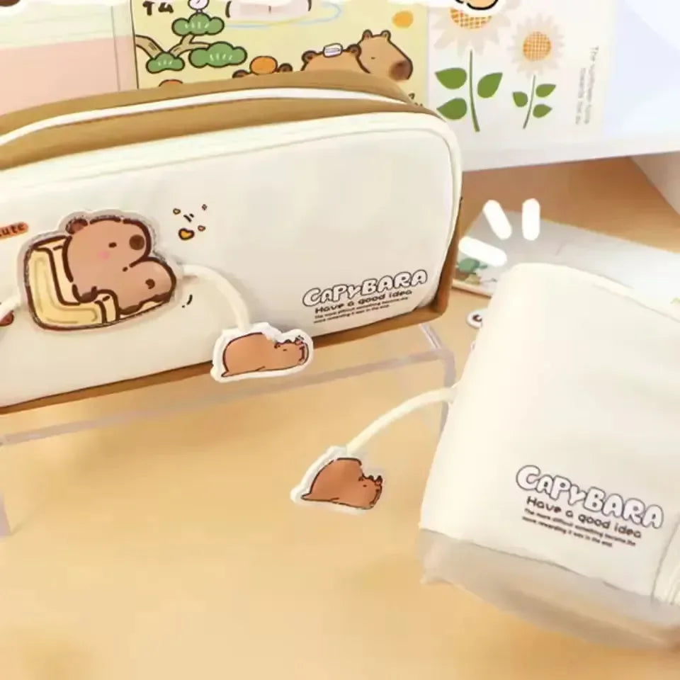 Large Capacity Capybara Pencil Pouch - Bear Hugs