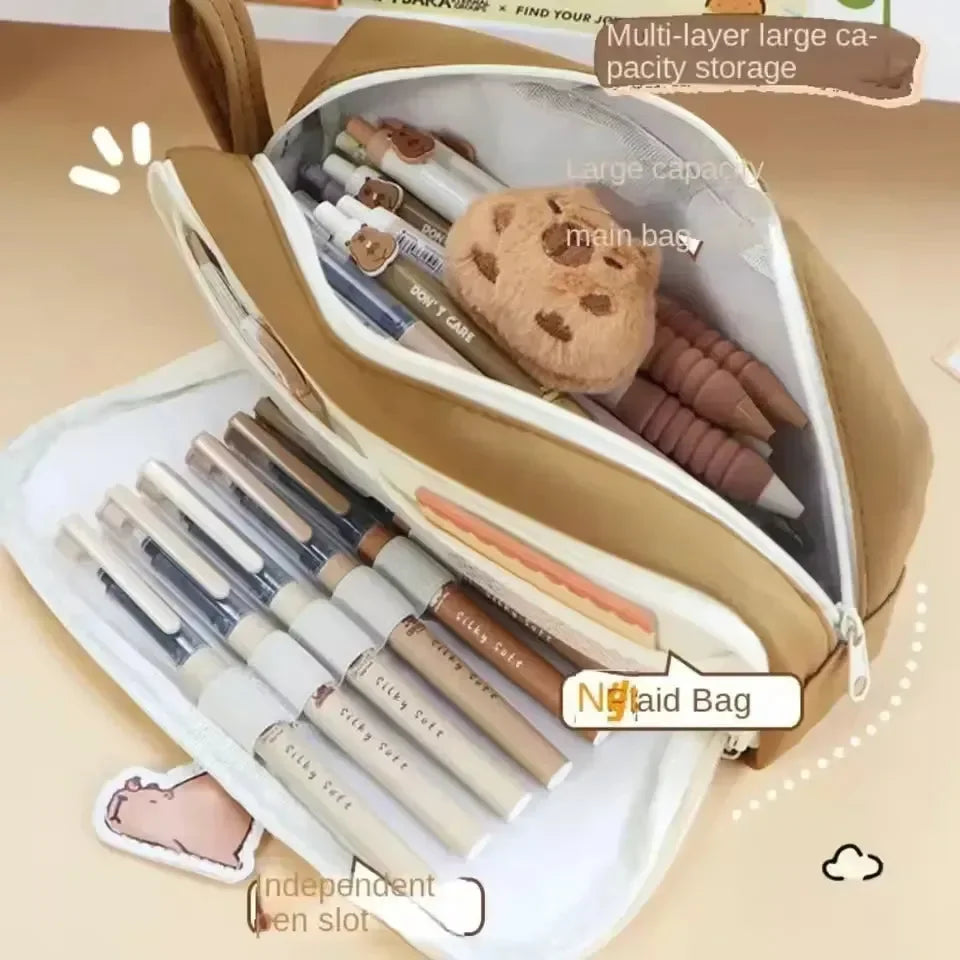 Large Capacity Capybara Pencil Pouch - Bear Hugs