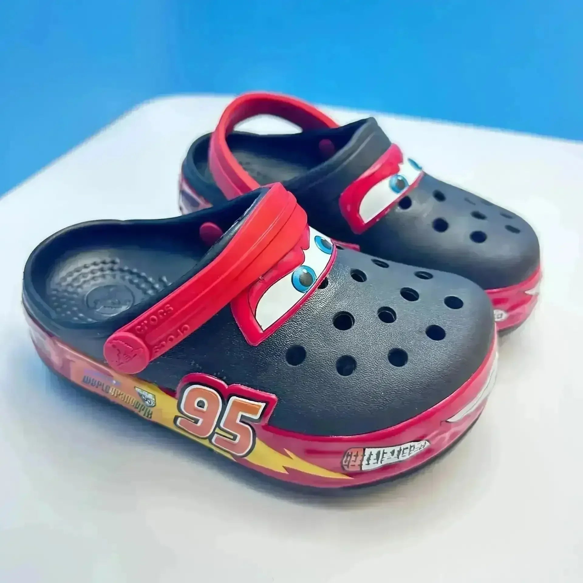 EU 24-25 Black Lightning McQueen LightUp Clogs - Main Image