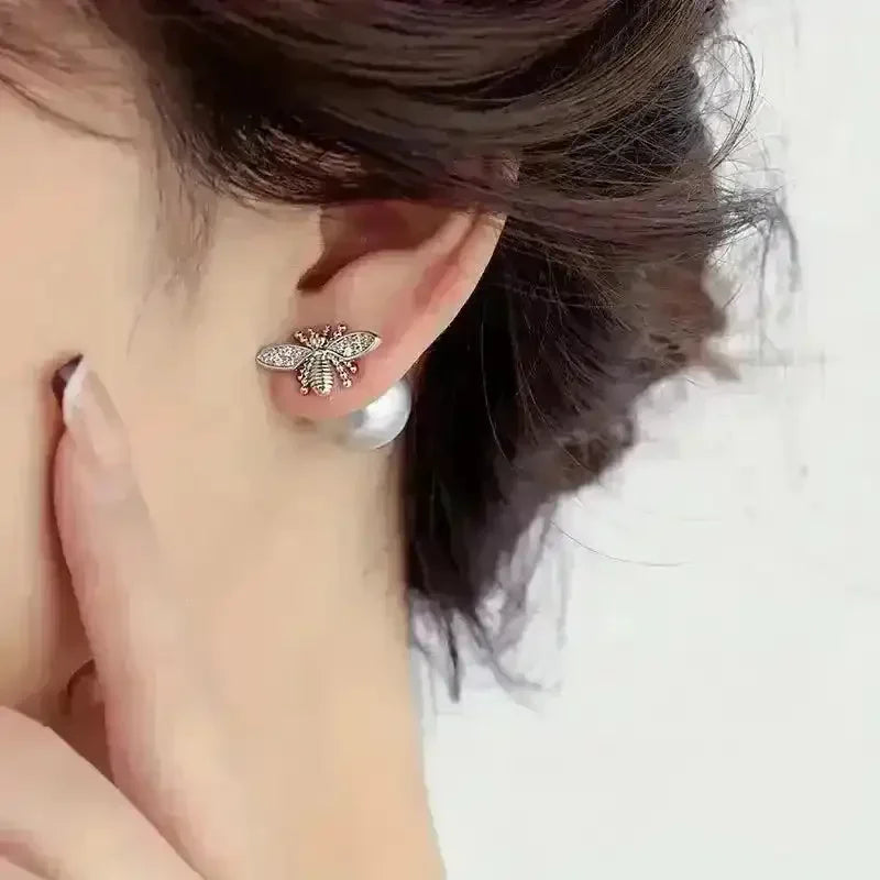 Little Bee Pearl Drop Stud Earrings - Bear Hugs