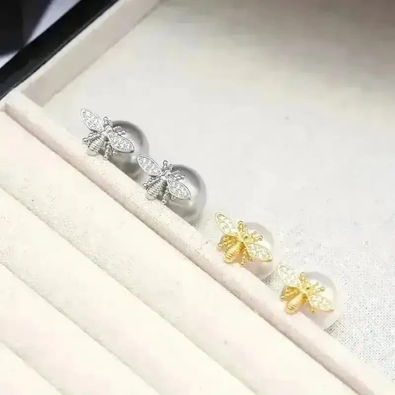 Little Bee Pearl Drop Stud Earrings - Bear Hugs