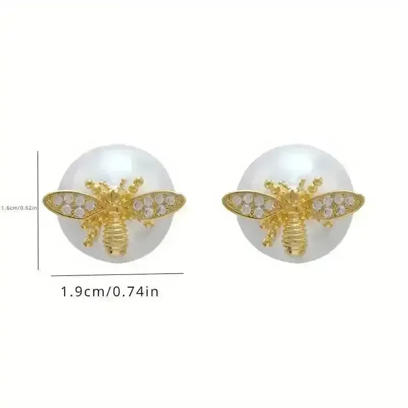 Little Bee Pearl Drop Stud Earrings - Bear Hugs
