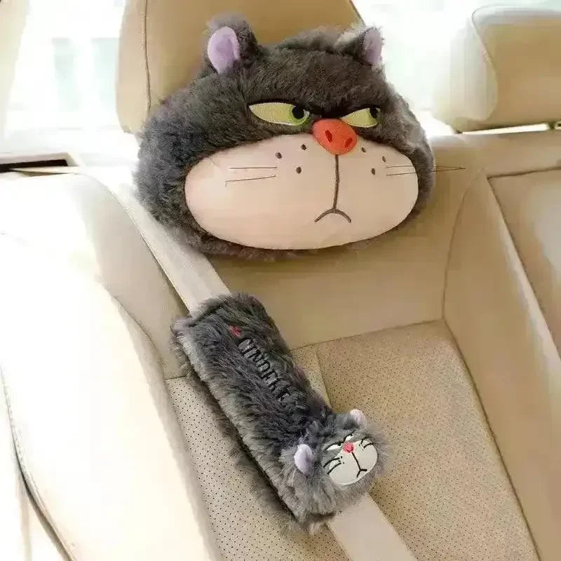 Lucifer Cat Car Headrest and Seatbelt Protector - Bear Hugs