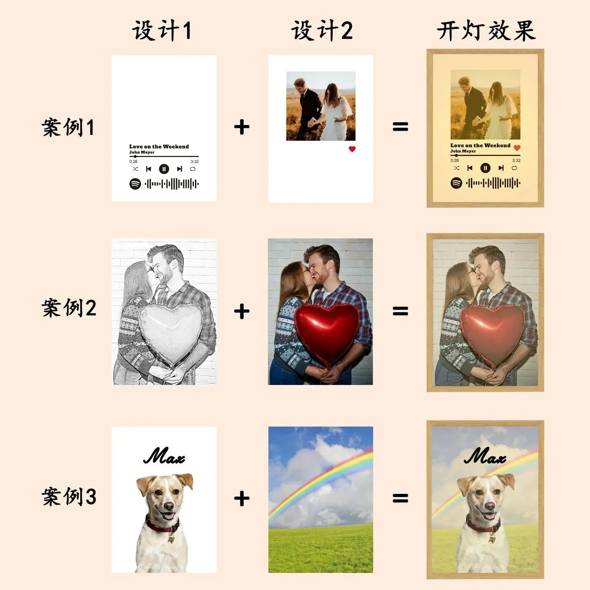 Luminous Personalized Photo Light Box - Bear Hugs