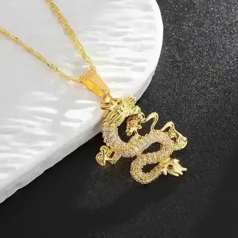 Luxurious Golden Dragon Pendant - Bear Hugs