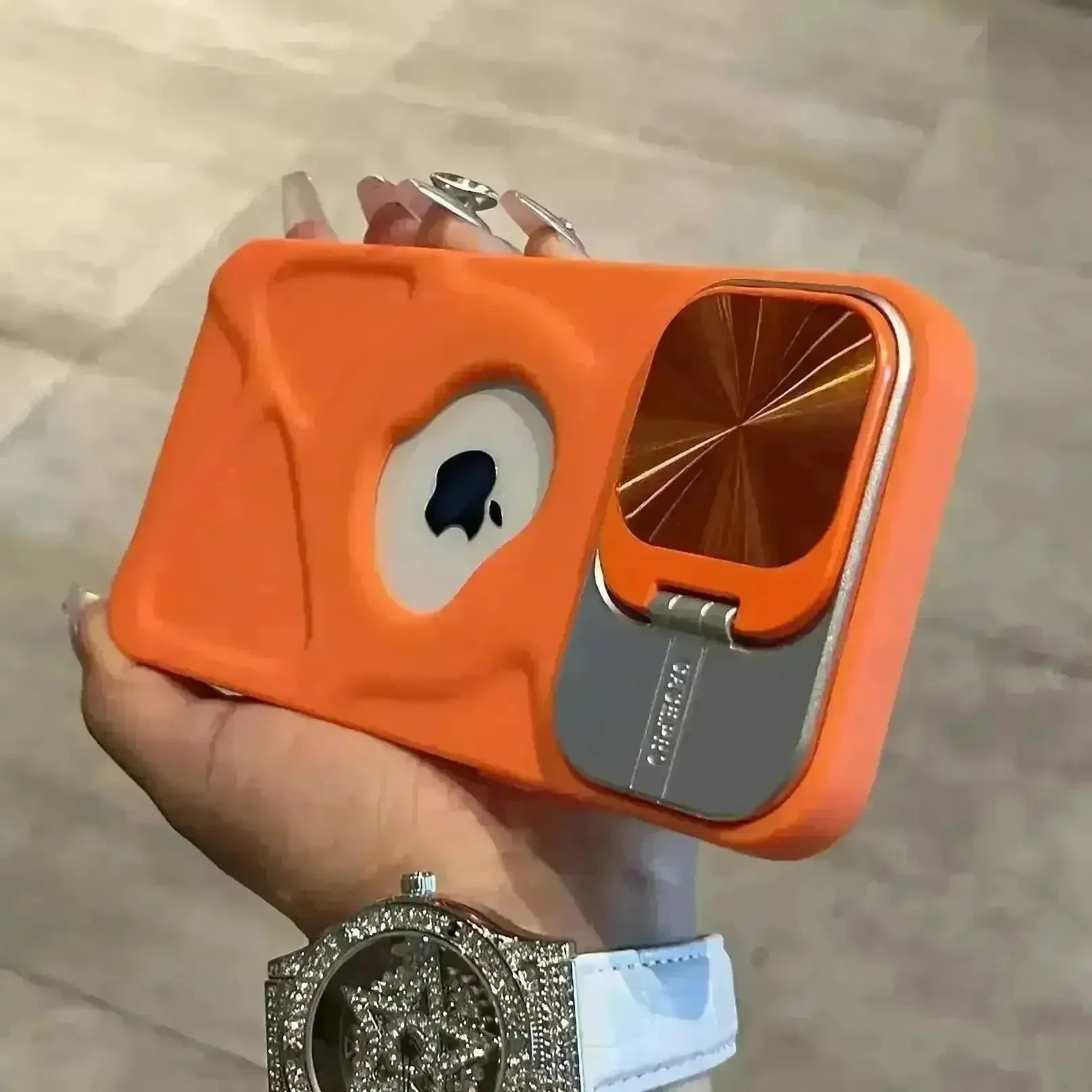 Luxury Flip Up Bracket Camera Protect Case (For iPhones) - Bear Hugs