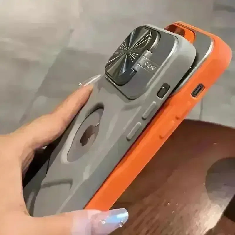 Luxury Flip Up Bracket Camera Protect Case (For iPhones) - Bear Hugs
